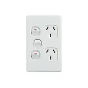 Elegant Double Power Point 250V 10A With Extra Switch Vertical Pack
