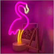 ENUOLI Neon Flamingo Lights Neon Light Signs USB/Battery Operated Pink Neon Lights Pink LED Flamingo neon Light Signs Neon Night Lights for Bedroom Decoration Party Christmas Valentine's Day Gift
