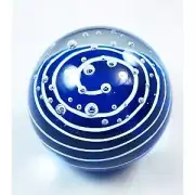M Design Art Glass Mouth Blown Rainbow Flame Pattern Millefiori Paperwei...