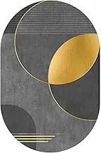 Modern Design Washable Bedroom Balcony Living Room Sofa Soft Area Rugs, Non Slip Oval Carpets for Sofa Kitchen Floor Decor 140x200cm Grey Gold(3.6ft×6.2ft/110×190cm)