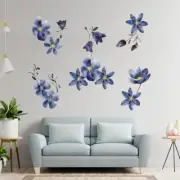 Serene Blue Blossoms: Fabric Wall Decals Featuring Beautiful Blue Flowers