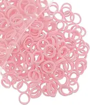 SHHIYU 200 Pcs Solid Color Cotton Hair Ties Women Girls' Elastics Hair Ties Seamless Ponytail Holder (Light Pink)