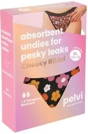PELVI Leakproof Underwear Cheeky Bikini Floral XL