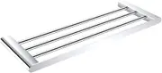 Towel Rail Double Chrome Square Wall Mounted for Bathroom Kitchen Stainless Steel