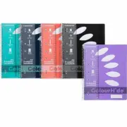 NEW 5 Pack Colourhide 5-Subject Notebook 250 Page A4 Assorted Colours