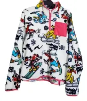 New DISNEY Mickey & Friends 1/4 Zip Soft Pullover Womens XS