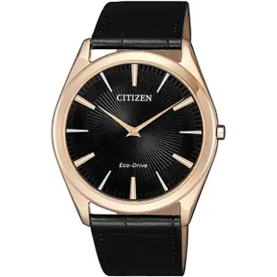 【CITIZEN 星辰】光動能 現代風尚薄型時尚男錶-黑x玫瑰金/38.4mm(AR3073-06E)