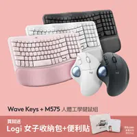 在飛比找PChome24h購物優惠-羅技 Wave Keys(石墨灰) + M575(白) 人體