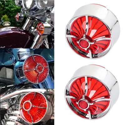 2" Turn Signal Light Red Lens Cover Bezels For Harley Touring Softail Dyna XL883