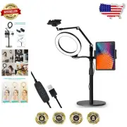 Compact Desktop Stand with 8" Ring Light - Perfect for Streaming & Meetings