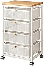 Mesh Cabinet Storage Organizer with Pull-Out Basket 4-Tier White W/Swivel Wheel Shelf Rolling Trolley Cart