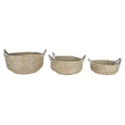3pc Maine & Crawford Elliot Kans 20/25/30cm Grass Basket Storage Set Natural