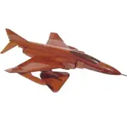 F-4 Phantom Fighter Jet Handcrafted Natural Mahogany Premium Wood Desk Model