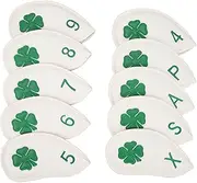 10pcs Iron Covers, Leather Covers for Iron with Magic Tape, Club Cover Fit All Brands for Callaway Cobra Etc (White)