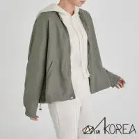 在飛比找momo購物網優惠-【AIRKOREA】正韓空運-領口皺折造型夾克-黑/卡其/粉