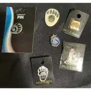 Lot of 5 Alaska Themed Enamel Pins & Bear Paw Token