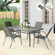 ALFORDSON 5PCS Outdoor Dining Table and Chairs Set Grey