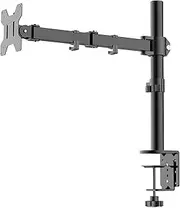 pishi Single LCD Monitor Desk Mount Stand | Fully Adjustable Monitor Arm Vesa Mount Computer Screen (Up to 27) | 360° Rotate | Options Clamp Bracket & Screw in Hole Bracket | (Black): LB-T011