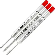 Schmidt 3 Pack - Med-Red Ink P900 Parker Style Ballpoint Refill