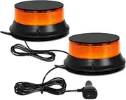 HLauto BC900 2 in 1 LED Beacon Strobe Lights: 10V-80V Amber 90 LED Emergency Safety Warning Flashing Lights with Magnetic for Trucks Construction Vehicles Car Forklift Tractor Golf Carts UTV