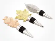THIRSTYSTONE Metal Leaf Bottle Stoppers, Set of 3 NIB