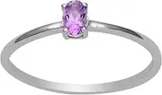 [MOONEYE] Shine Jewel Oval Cut Amethyst Stone Stackable 925 Sterling Silver Small Tiny Band Ring
