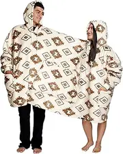 Viral Vogue Cuddle Buddyys Oversized Dual Wearable Blanket Hoodie For Couples, Sherpa Pullover Hoodie for Outdoor/Indoor Use., Western Grid