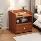 Bedside Table Bedroom Vintage Walnut Color with Tray and Drawer 47x39x48cm 1D-47