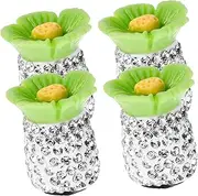 BUGUUYO 4pcs Rhinestone Valve Caps for Cars Motorcycles Decorative Tire Stem Caps Truck Easy Install Tire Accessories Stylish Air Nozzle Covers Cherry Blossom
