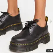 NEW Dr. Martens Unisex 8053 Quad 5-Eye Shoe, Black Polished Smooth 12PT