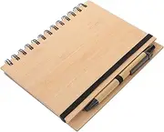LRXIYODE Bamboo Cover Spiral Notebook Unique Office Memo Pad for Students Professionals Large Writing Space for School Travel