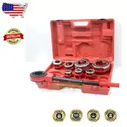 Efficient Ratchet Pipe Threading Tool with 7 Interchangeable Sizes 3/8"-2"