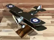 Hand Crafted Mahogany Wood Sopwith Camel Bi-Wing 18” Table Top Model NEW In Box