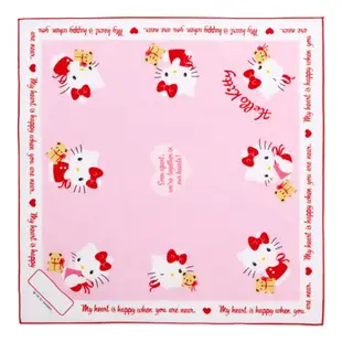 小禮堂 Hello Kitty 日本製 純棉便當包巾3入組 43x43cm (桃熊款)