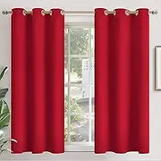 YoungsTex Red Blackout Curtains for Short Window 45 Inches Length - Thermal Insulated with Grommet Room Darkening Drapes for Kitchen Bedroom, 2 Panels, 42 x 45 Inch