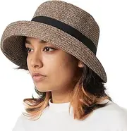 [CHARM] Womens Summer Sun Hat - Ribbon Straw Hat UV Protect SPF Beach Wide Brim