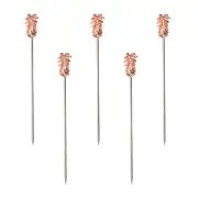 Metal Cocktail Toothpicks Pineapple Drink Picks Cocktail Skewers 5Pcs(Rose Gold)