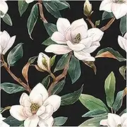 HaokHome 93086 Vintage Floral Peel and Stick Wallpaper Black/White/Green Removable for Bedroom Decorations 0.45m X 3m