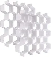 JIAKAI Honeycomb Drawer Organizer，Partition Bee Style Underwear Socks Bras Ties Belts Scarves Drawer Divider Cabinet Clapboard (White-16 pieces)