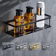 Shower Caddy Rectangle Bathroom Shelf for Washing Supplies, Bath Fixture, Wall Mounted New Design Creative Contemporary Modern 304Stainless Steel, Matte Black,