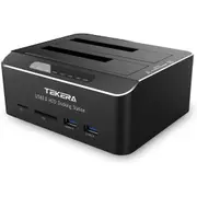 Card Reader Clone HDD Docking Station Dual 2.5" 3.5" SATA USB3.0 Hard Drive