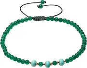 [Xfoxstal] Spiritual Green Agate/Turquoise Beaded Anklet Adjustable Handmade Summer Beach Foot Jewelry Boho Anklets for Women Good Luck, Medium, Stone, Agate
