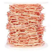 Paperclip Chain - 3/16" x 5/8" Link - Rose Gold Color - 25 Feet - Craft Jewelry