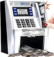 2023 Upgraded ATM Piggy Bank for Real Money for Kids Adults with Debit Card, Bill Feeder, Coin Recognition, Balance Calculator, Digital Electronic Savings Safe Machine Box