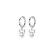 ANYCO Fashion Earrings Sterling Silver Cute Butterfly Synthetic Pearl Pendant Drop Charm Gold Plated Huggies Jewelry For Women