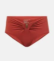 [Christopher Esber] Christopher Esber Embellished ruched high-rise bikini bottoms AU 12 orange