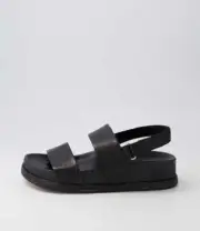 New Django & Juliette Gabisse Black Leather Sandals Womens Shoes Casual