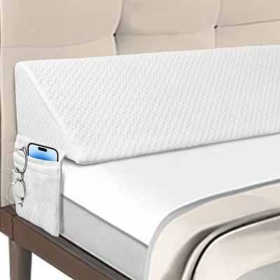 Bed Wedge Pillow Headboard Gap Filler Adjustable Height Washable Cover Support