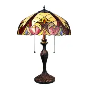 Victorian Tiffany-Style 2-Light Table Lamp, 16" Wide, Dark Bronze Finish