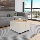 High Gloss Coffee Table With Wheels Extending Tabletop Living Room Furniture